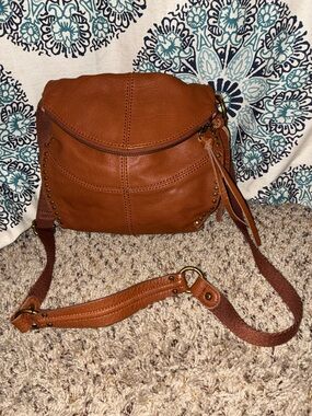 The Sak Silverlake Tan Light Brown Studded Leather Crossbody Shoulder Bag Purse